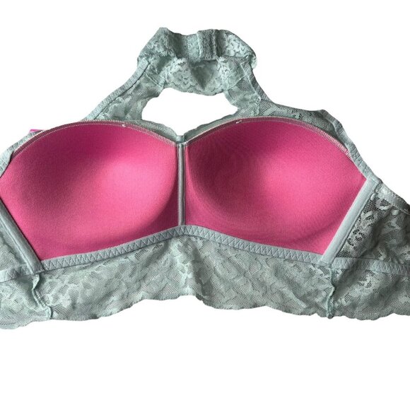Pink Victorias Secret Push Up Bra Small Pale Blue New Lace - Picture 3 of 12